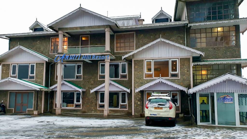 Snowfall at Anutri Hill Resort in Darjeeling